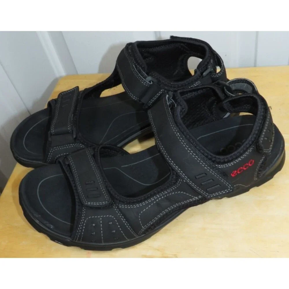 ECCO Men's Utah Multisport Sandals Size EU 42/ US 8-8.5 Black Leather Outdoor